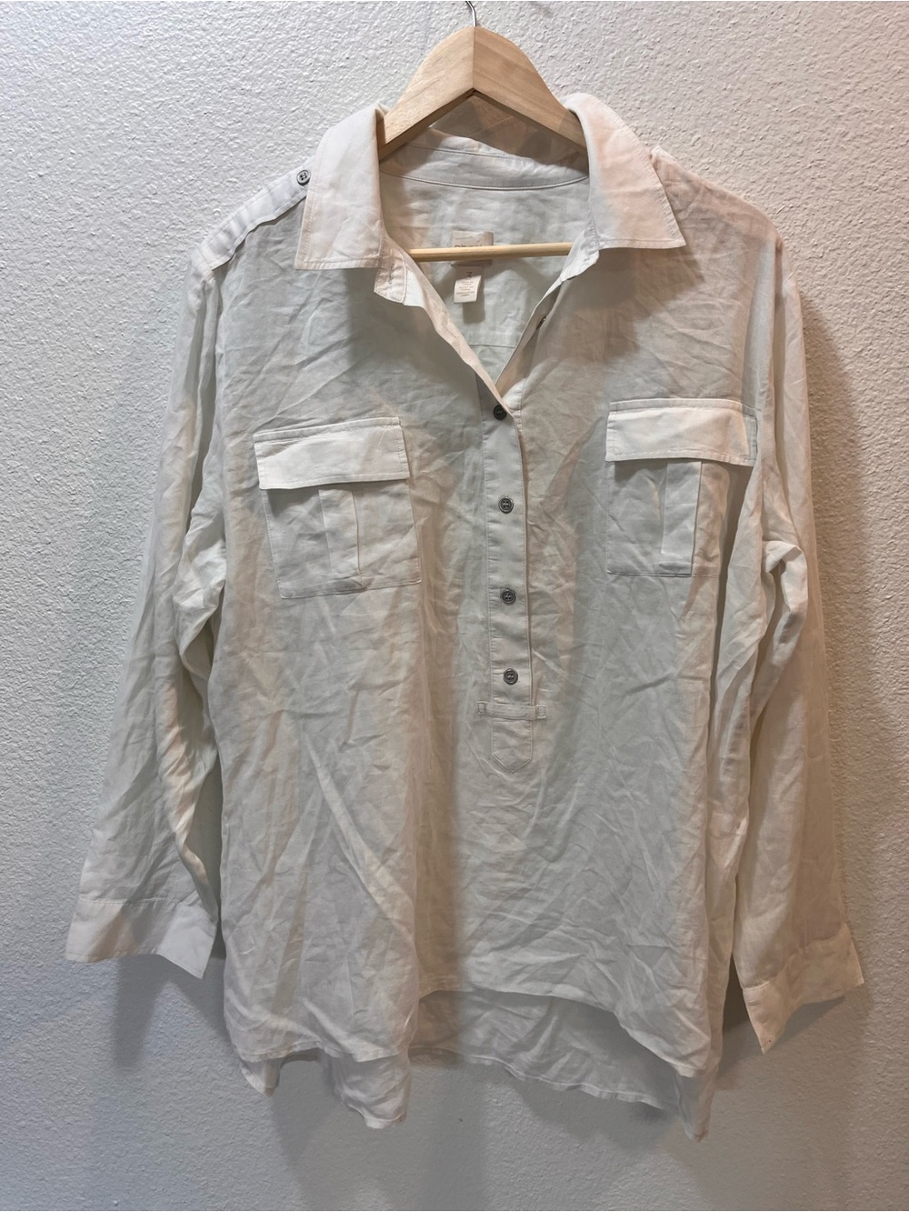 Chico's Cream Long-Sleeve Lightweight Shirt Jacket